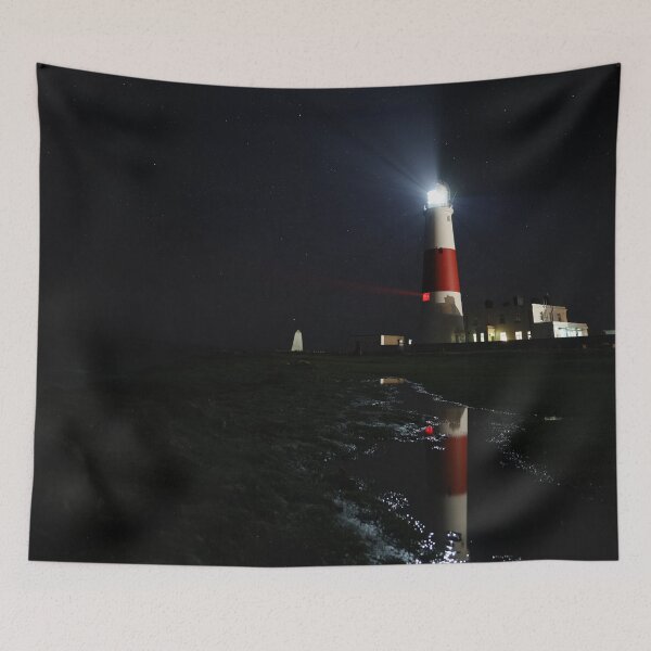 Item preview, Portland Bill Lighthouse Relected in a Puddle at Night designed and sold by Aham Photos.