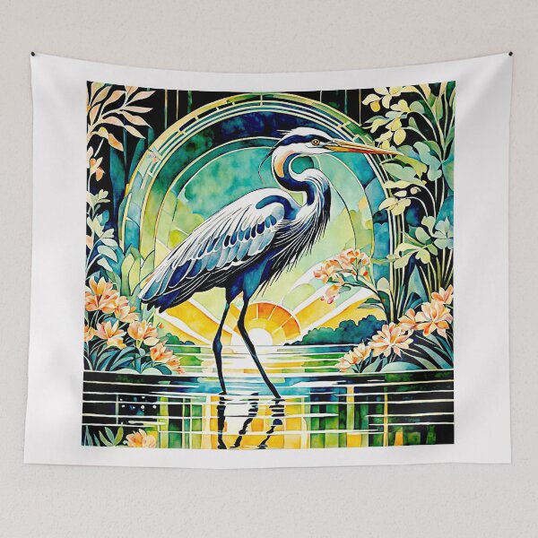 Item preview, Elegant Heron in Tranquil Waterscape #1 designed and sold by Helios Be. Lavsh.