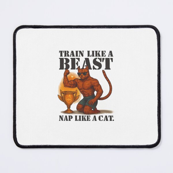 Item preview, Train Like a Beast, Nap Like a Cat - Muscular Fitness Cat designed and sold by ARTGENERATESART.
