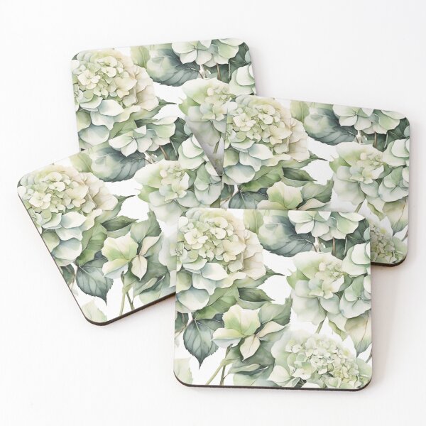 Item preview, Elegant soft green floral watercolor hydrangeas botanical  designed and sold by hollycooper.