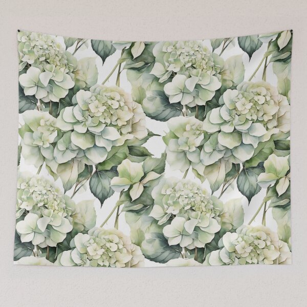 Item preview, Elegant soft green floral watercolor hydrangeas botanical  designed and sold by hollycooper.