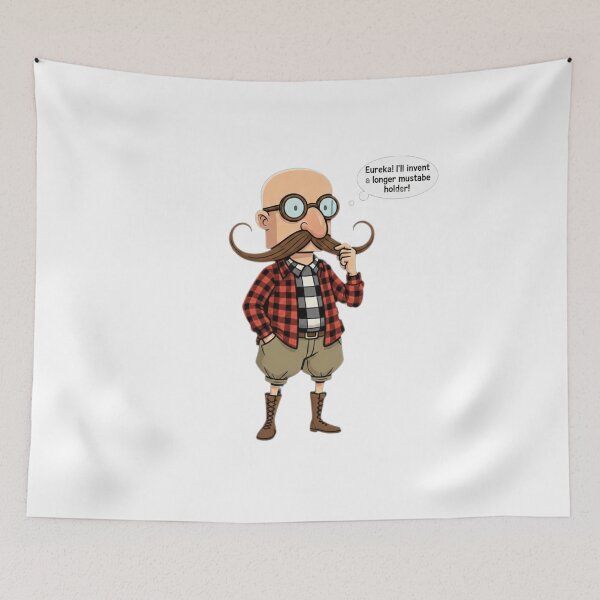 Item preview, Bald Quirky Inventor with Giant Mustache designed and sold by Fatomfatom.
