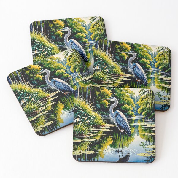 Item preview, Elegant Heron in Tranquil Waterscape #4 designed and sold by Helios Be. Lavsh.