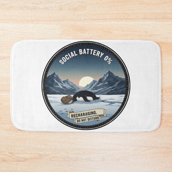 Item preview, Social Battery 0% Penguin – Nihilist Recharging Do Not Disturb Vintage Badge designed and sold by Wear Sculpt.