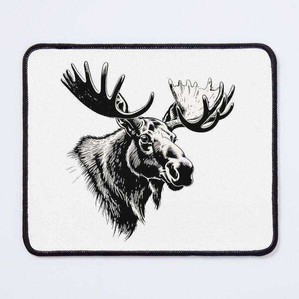 Item preview, Monochrome Moose Line Art – Dark Wildlife Illustration designed and sold by PAPIRO SIGLO XXI.