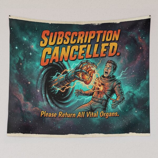 Item preview, Subscription Nightmare: Retro-Futuristic Sci-Fi Satire designed and sold by SavinMercantile.