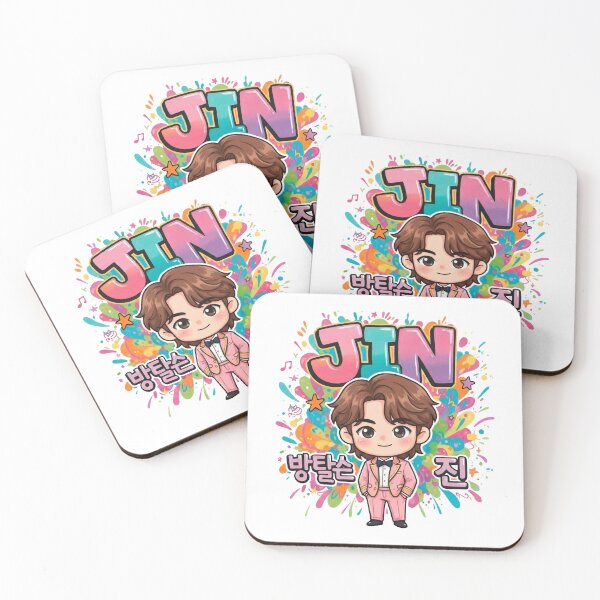 Item preview, BTS Jin Kim Seokjin Chibi Art - Pink Suit Colorful Paint Splash designed and sold by Polarisofficial.