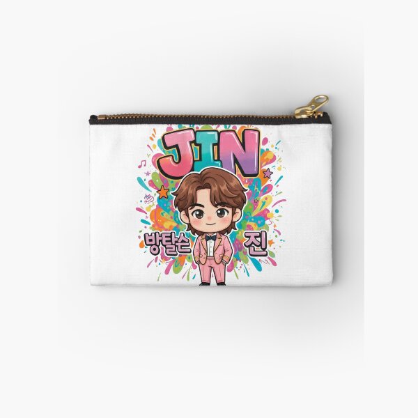 Item preview, BTS Jin Kim Seokjin Chibi Art - Pink Suit Colorful Paint Splash designed and sold by Polarisofficial.