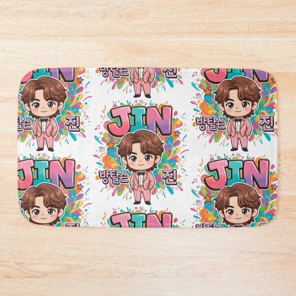 Item preview, BTS Jin Kim Seokjin Chibi Art - Pink Suit Colorful Paint Splash designed and sold by Polarisofficial.