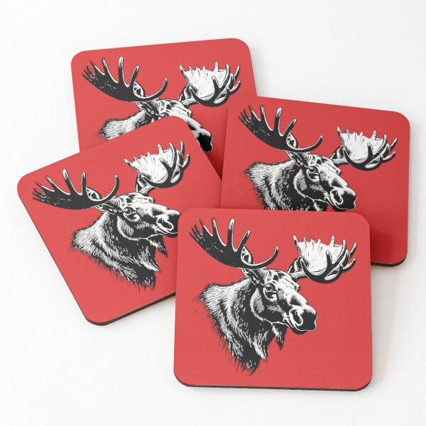 Item preview, Monochrome Moose Line Art – Dark Wildlife Illustration designed and sold by PAPIRO SIGLO XXI.