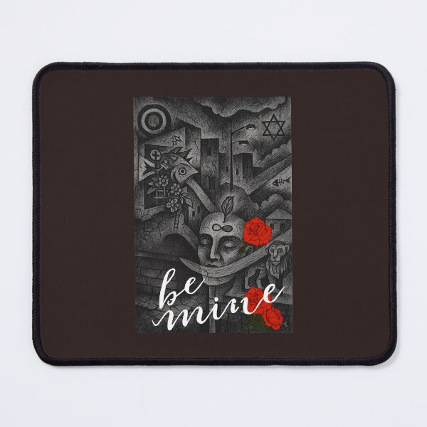 Item preview, Be Mine - Black and White Surrealist Art with Red Roses designed and sold by ARTGENERATESART.