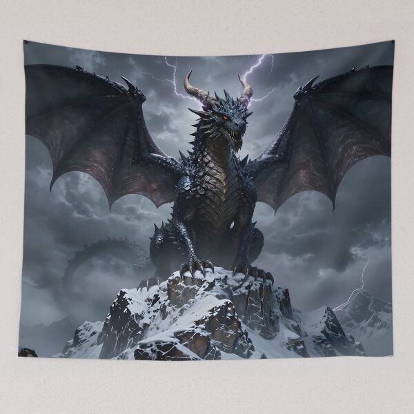 Item preview, King of the Mountain - Colossal Onyx Dragon designed and sold by Wolfdragon Werks.