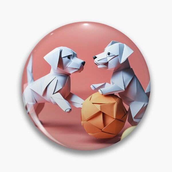 Item preview, Origami Art - Puppy Playdate Delight: Dynamic Duo's Ball-Fuelled Fun! designed and sold by ArtfulFolds.