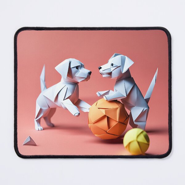 Item preview, Origami Art - Puppy Playdate Delight: Dynamic Duo's Ball-Fuelled Fun! designed and sold by ArtfulFolds.
