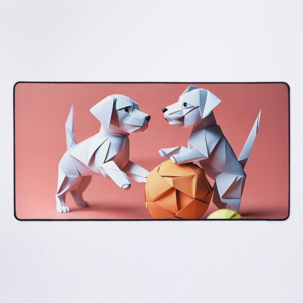 Item preview, Origami Art - Puppy Playdate Delight: Dynamic Duo's Ball-Fuelled Fun! designed and sold by ArtfulFolds.