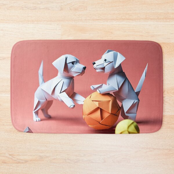 Item preview, Origami Art - Puppy Playdate Delight: Dynamic Duo's Ball-Fuelled Fun! designed and sold by ArtfulFolds.