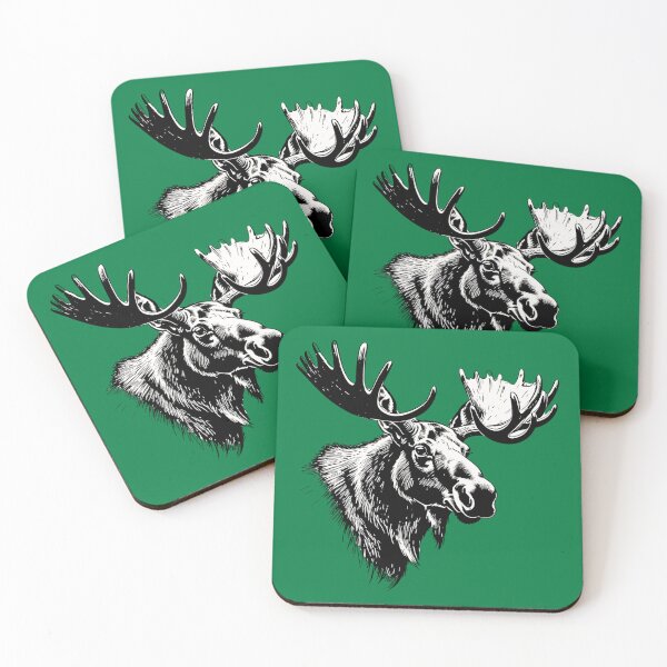 Item preview, Monochrome Moose Line Art – Dark Wildlife Illustration designed and sold by PAPIRO SIGLO XXI.