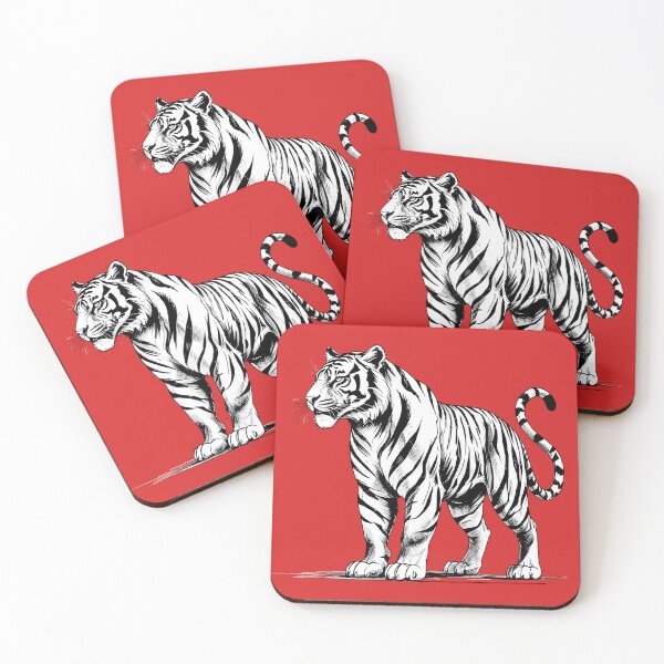 Item preview, Monochrome Tiger Line Art – Dark Wildlife Illustration designed and sold by PAPIRO SIGLO XXI.