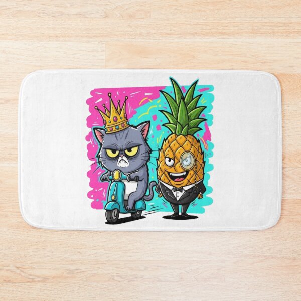 Item preview, The King and The Gentleman - Cat on Scooter & Fancy Pineapple designed and sold by RetroRascalStudio.