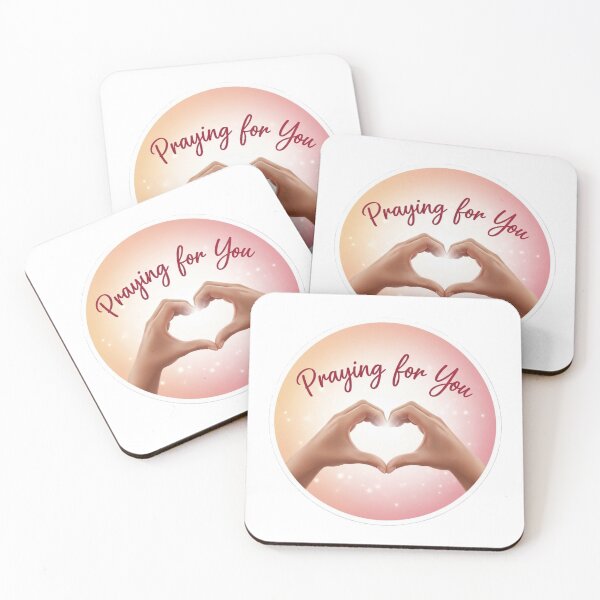 Item preview, Praying for You – Handwritten Christian Design with Heart Hands in Pink Tones designed and sold by Illustrated Faith.
