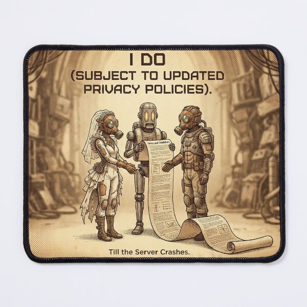 Item preview, Retro-Futuristic Wedding Consent Satire in a Dystopian Sci-Fi World designed and sold by SavinMercantile.