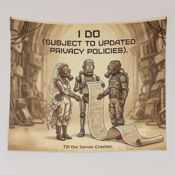 Item preview, Retro-Futuristic Wedding Consent Satire in a Dystopian Sci-Fi World designed and sold by SavinMercantile.