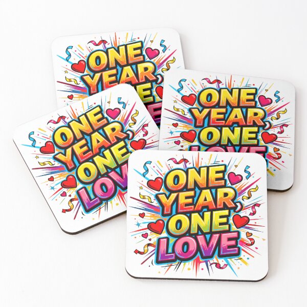 Item preview, One Year One Love Anniversary Artwork with Festive Hearts designed and sold by FreeFromDefault.