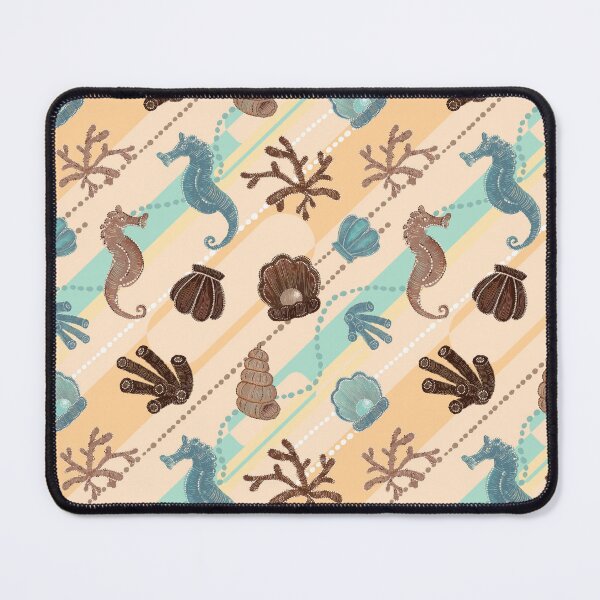 Item preview, Seahorse Haven Coastal Array pattern print, seashell and seahorse surface pattern designed and sold by EmmaSB-Designs.