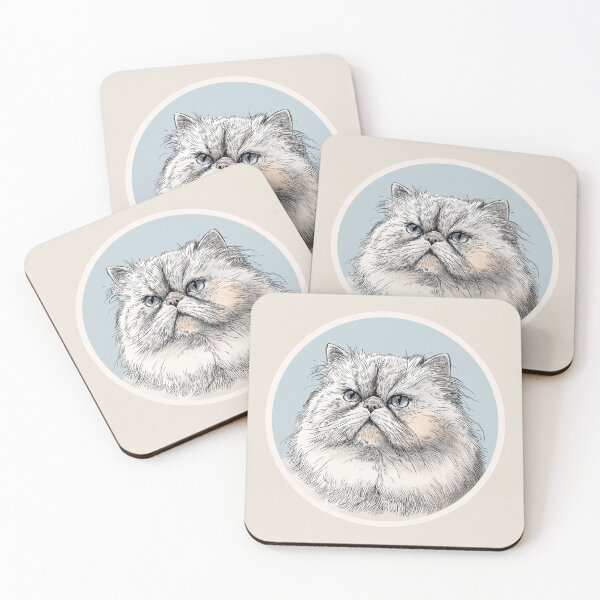 Item preview, Persian Cat Portrait – Fluffy Pastel Line Art designed and sold by NektarWorld.