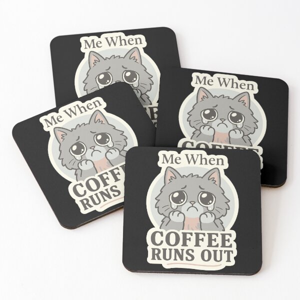 Item preview, Me When Coffee Runs Out - Dramatic Crying Cat Meme  designed and sold by WhiskerlyGfx.