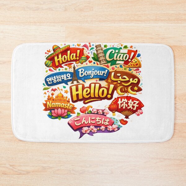Item preview, Global Hello - Multilingual Greetings & World Landmarks Art designed and sold by Crown & Claw.