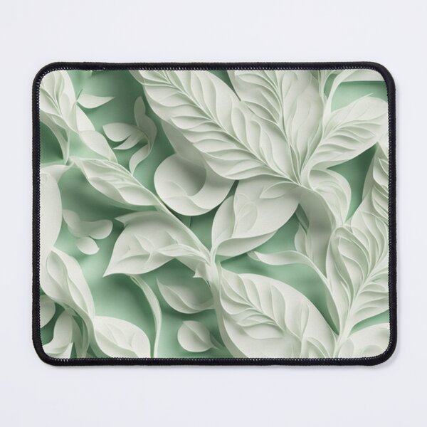 Item preview, Botanical white soft green 3D leaf pattern designed and sold by hollycooper.