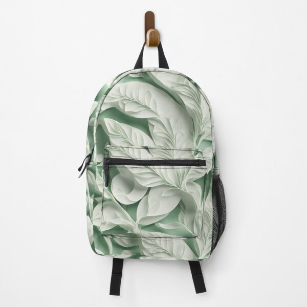 Item preview, Botanical white soft green 3D leaf pattern designed and sold by hollycooper.