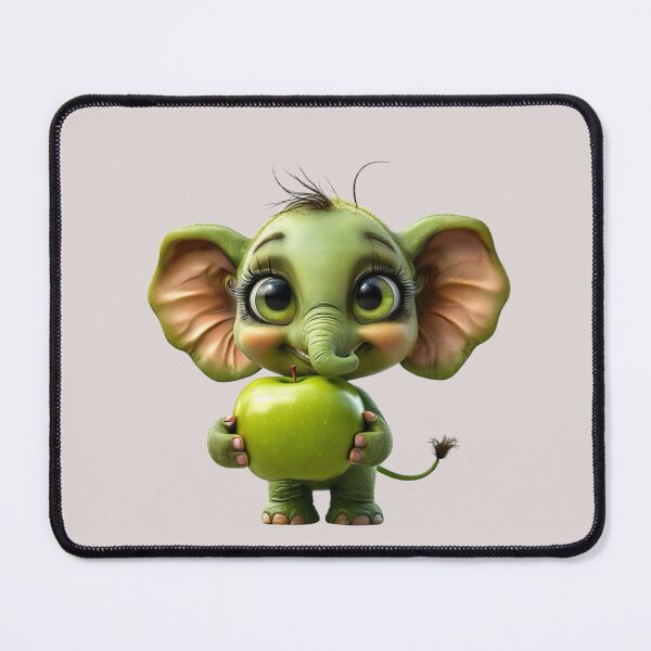 Item preview, Cute Baby Green Elephant Holding Apple designed and sold by ValeriValera.
