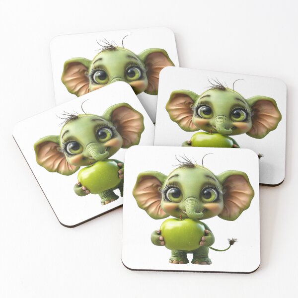 Item preview, Cute Baby Green Elephant Holding Apple designed and sold by ValeriValera.