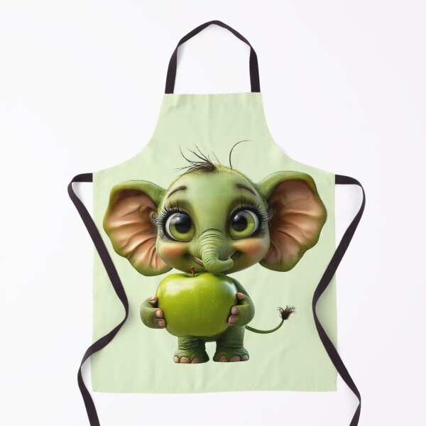 Item preview, Cute Baby Green Elephant Holding Apple designed and sold by ValeriValera.