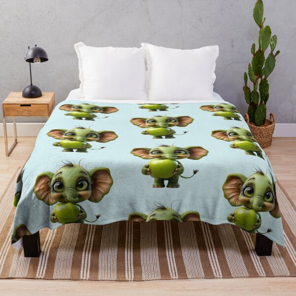 Item preview, Cute Baby Green Elephant Holding Apple designed and sold by ValeriValera.