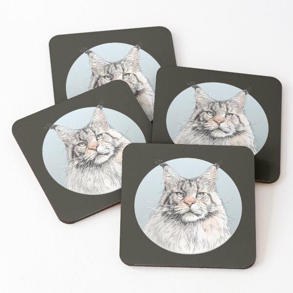 Item preview, Maine Coon Cat – Regal Silver Portrait Illustration designed and sold by NektarWorld.