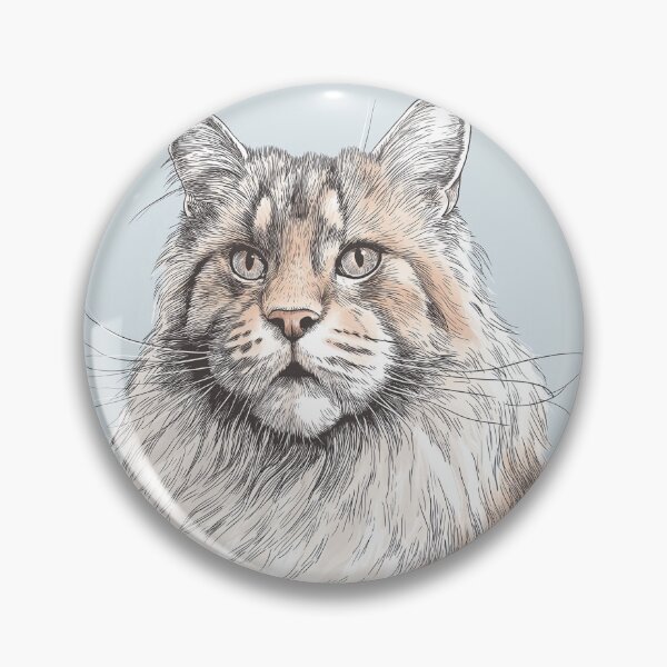 Item preview, Maine Coon Face – Detailed Feline Line Art Illustration designed and sold by NektarWorld.