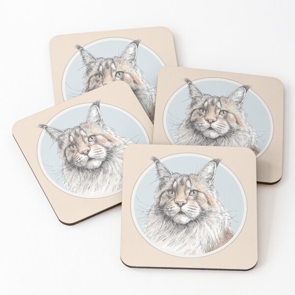 Item preview, Maine Coon Face – Detailed Feline Line Art Illustration designed and sold by NektarWorld.