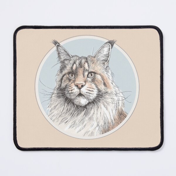 Item preview, Maine Coon Face – Detailed Feline Line Art Illustration designed and sold by NektarWorld.