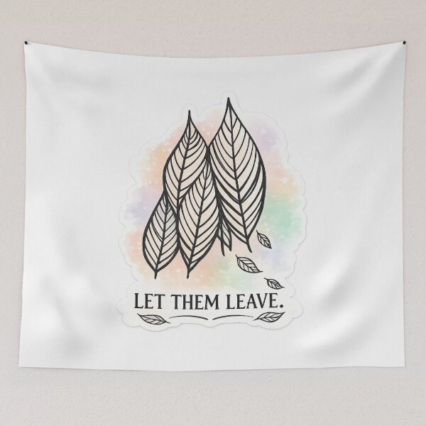 Item preview, Let Them Leave. – Minimal Ink Leaves on Pastel Watercolor designed and sold by GusiaTreasures.