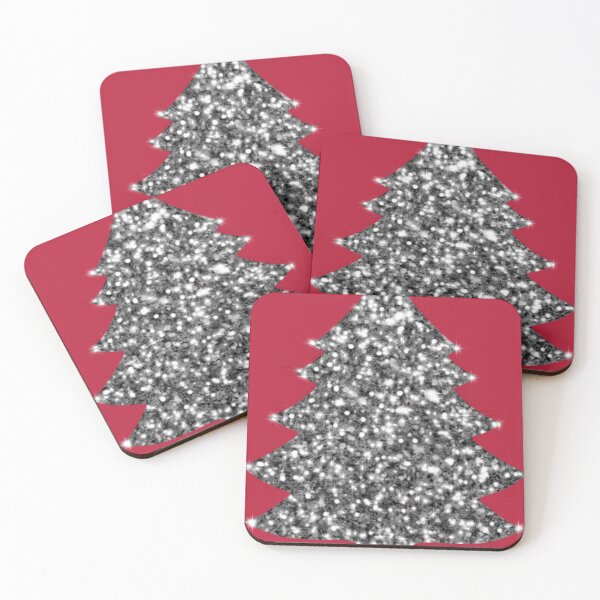 Item preview, Christmas sparkling silver holiday silver glitter evergreen tree designed and sold by hollycooper.