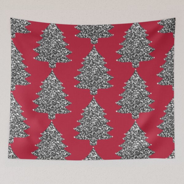 Item preview, Christmas sparkling silver holiday silver glitter evergreen tree designed and sold by hollycooper.
