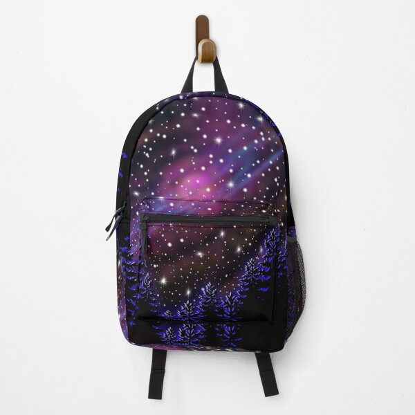 Item preview, Retro rustic Starry night sky purple blue night sky northern lights pine forest celestial galaxy  designed and sold by hollycooper.