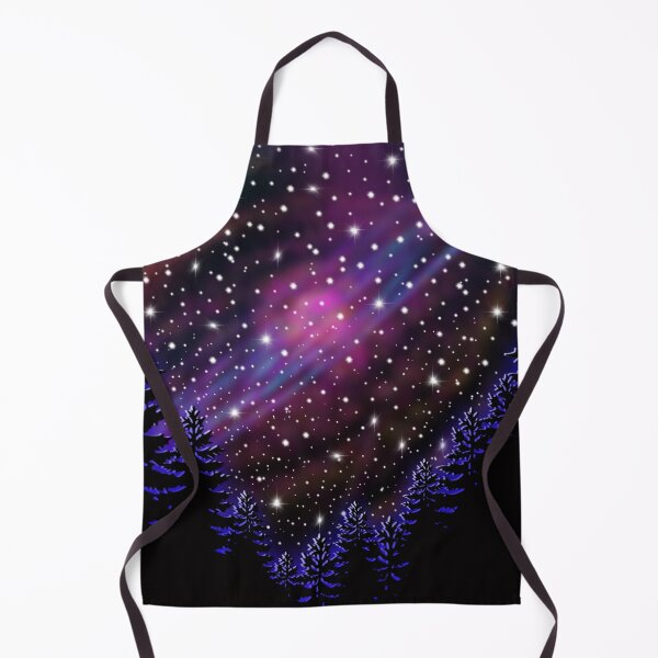 Item preview, Retro rustic Starry night sky purple blue night sky northern lights pine forest celestial galaxy designed and sold by hollycooper.