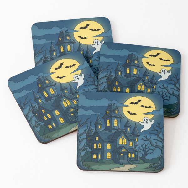 Item preview, Haunted Mansion Halloween Art Print | Cute Spooky House Illustration | Whimsical Ghost Night Wall Art designed and sold by AbstractAuraArt.
