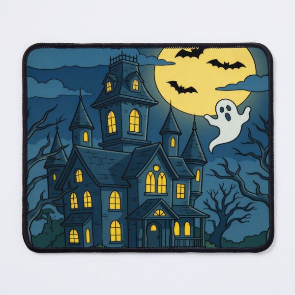 Item preview, Haunted Mansion Halloween Art Print | Cute Spooky House Illustration | Whimsical Ghost Night Wall Art designed and sold by AbstractAuraArt.