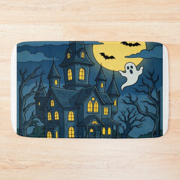 Item preview, Haunted Mansion Halloween Art Print | Cute Spooky House Illustration | Whimsical Ghost Night Wall Art designed and sold by AbstractAuraArt.
