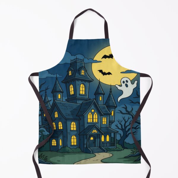 Item preview, Haunted Mansion Halloween Art Print | Cute Spooky House Illustration | Whimsical Ghost Night Wall Art designed and sold by AbstractAuraArt.